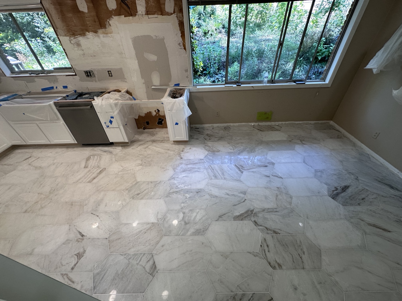 Tile floor installation